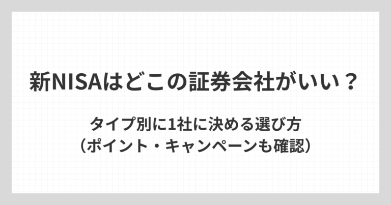 2026年の新NISAにおすすめの証券会社を、タイプ別の選び方とポイント・キャンペーン比較で1社に決める解説記事のアイキャッチ画像
